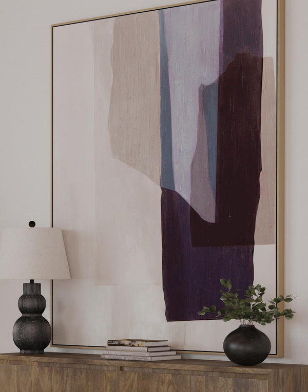 Basset Mirror Salone Hand-painted Canvas Art In Elegant Gold Frame – Elevate Your Space With Refined Decor Blue Canvas,Wood,Resin Frame 7300-927