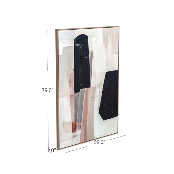 Basset Mirror Milano Hand-painted Canvas Art In Elegant Gold Frame - Perfect For Enhancing Any Living Space! Black Canvas,Wood,Resin Frame 7300-928