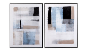 Basset Mirror Celebrate Hand-painted Framed Canvas Set Of 2 - Stunning Black Frames For Elegant Home Decor Blue Canvas,Wood,Resin Frame 7300-943