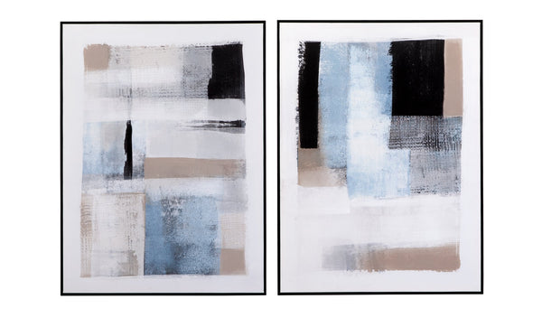 Basset Mirror Celebrate Hand-painted Framed Canvas Set Of 2 - Stunning Black Frames For Elegant Home Decor Blue Canvas,Wood,Resin Frame 7300-943