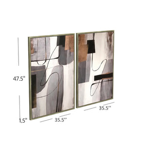 Basset Mirror Standards Hand-painted Canvas Art Set Of 2 - Elegant Silver Frames With Unique Artistic Techniques Gray Canvas,Wood,Resin Frame 7300-946