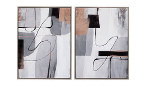 Basset Mirror Standards Hand-painted Canvas Art Set Of 2 - Elegant Silver Frames With Unique Artistic Techniques Gray Canvas,Wood,Resin Frame 7300-946