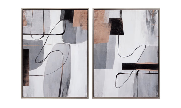 Basset Mirror Standards Hand-painted Canvas Art Set Of 2 - Elegant Silver Frames With Unique Artistic Techniques Gray Canvas,Wood,Resin Frame 7300-946