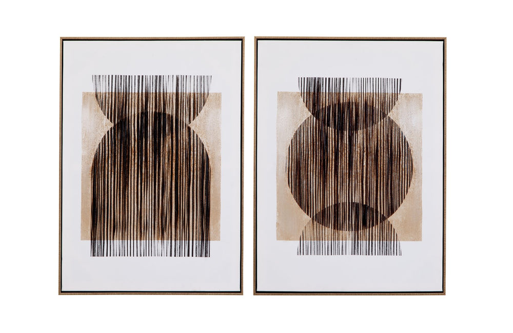 Basset Mirror Together Hand-painted Canvas Art Set Of 2 - Elegant Gold Frames, Unique Techniques, Perfect Decor Black Canvas,Wood,Resin Frame 7300-947