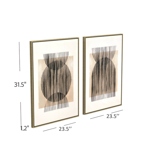 Basset Mirror Together Hand-painted Canvas Art Set Of 2 - Elegant Gold Frames, Unique Techniques, Perfect Decor Black Canvas,Wood,Resin Frame 7300-947