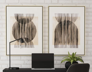 Basset Mirror Together Hand-painted Canvas Art Set Of 2 - Elegant Gold Frames, Unique Techniques, Perfect Decor Black Canvas,Wood,Resin Frame 7300-947