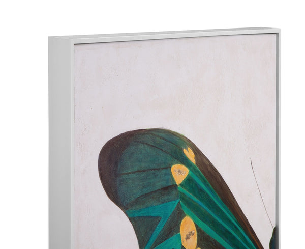 Basset Mirror Butterfly Hand-painted Canvas Art Set Of 2 In Elegant White Frames For Stunning Home Décor Blue Canvas,Wood,Resin Frame 7300-974