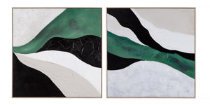 Basset Mirror Illuminate Hand-painted Canvas Art Set Of 2 In Natural Wood Frames For Stunning Home Décor Green Canvas,Wood,Resin Frame 7300-975