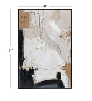 Basset Mirror Additions Hand-painted Canvas Art In Elegant Black Frame – Perfect Wall Décor For Any Space! Brown Canvas,Wood,Resin Frame 7300-982