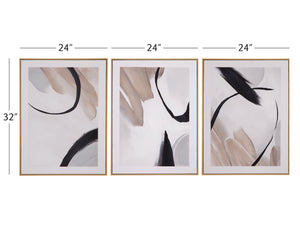 Basset Mirror Eartha Hand-painted Framed Canvas Set Of 3 In Elegant Gold Molding For Stunning Wall Decor Brown Canvas,Wood,Resin 7300-988