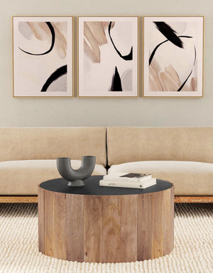 Basset Mirror Eartha Hand-painted Framed Canvas Set Of 3 In Elegant Gold Molding For Stunning Wall Decor Brown Canvas,Wood,Resin 7300-988