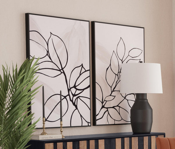 Basset Mirror Harmony Ii Framed Canvas Art - Hand-painted Elegance In Black Molding For Stunning Home Décor Black Canvas,Fir,Resin 7300-990