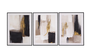 Basset Mirror Journey Hand-painted Canvas Set Of 3 In Elegant Black Frames – Perfect For Home Décor & Gifting! Black Canvas,Fir,Resin 7300-992