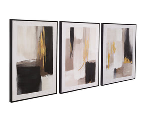 Basset Mirror Journey Hand-painted Canvas Set Of 3 In Elegant Black Frames – Perfect For Home Décor & Gifting! Black Canvas,Fir,Resin 7300-992