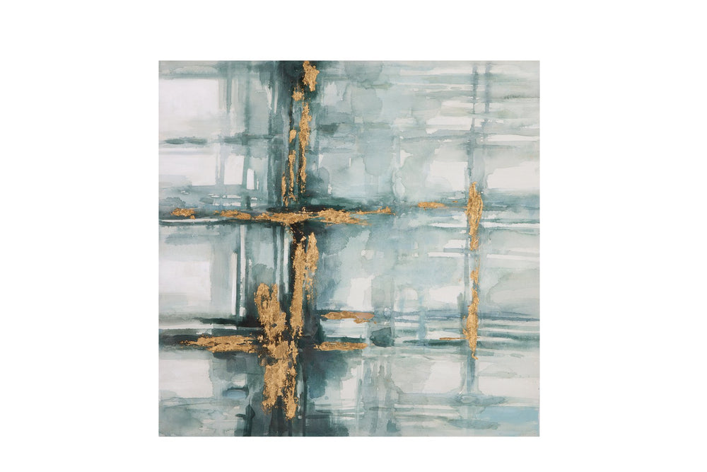 Basset Mirror Mulligan Abstract Canvas Art – Handcrafted Gallery Wrap For Stunning Home Decor And Unique Style Blue Canvas,Wood Frame 7300-994