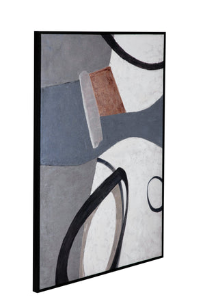 Basset Mirror Sumter Hand-painted Framed Canvas In Elegant Black Molding – Perfect For Stylish Home Décor! Gray Canvas,Wood,Resin Frame 7300-998