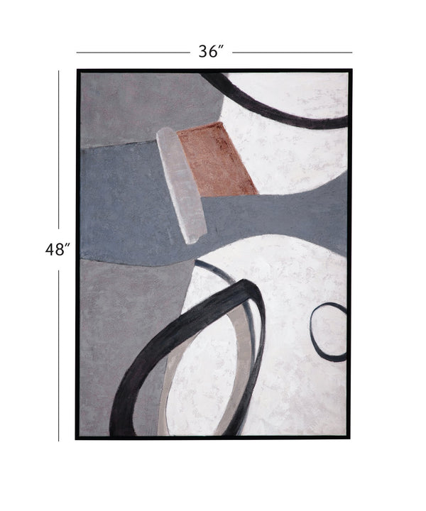 Basset Mirror Sumter Hand-painted Framed Canvas In Elegant Black Molding – Perfect For Stylish Home Décor! Gray Canvas,Wood,Resin Frame 7300-998