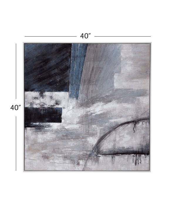 Basset Mirror Yuma Hand-painted Framed Canvas Art With Elegant White Molding - Perfect For Home Décor! Gray Canvas,Wood,Resin Frame 7300-999