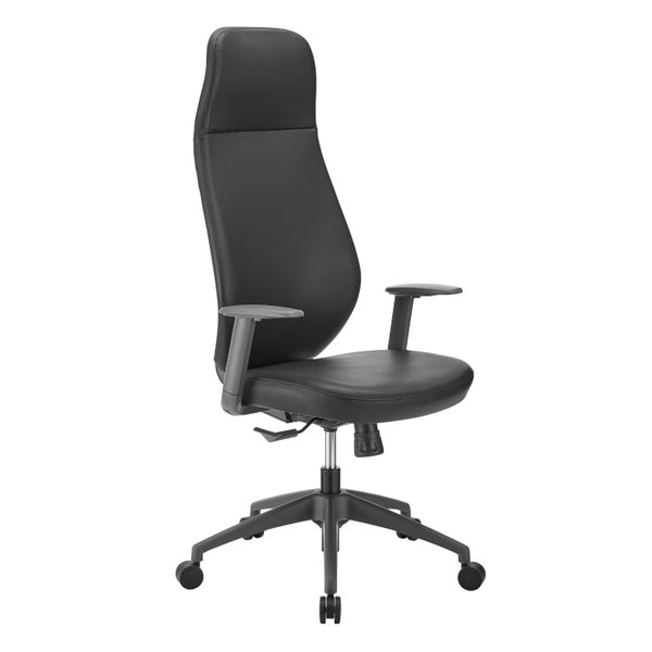 EuroStyle Filip Executive High Back Leatherette Chair with Lumbar Support for Modern Offices 73001-BLK