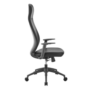 EuroStyle Filip Executive High Back Leatherette Chair with Lumbar Support for Modern Offices 73001-BLK