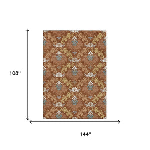 Damask Polyester Area Rug Washable Indoor Outdoor Stain Resistant Low Pile Patio Living Room