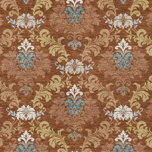 Damask Polyester Area Rug Washable Indoor Outdoor Stain Resistant Low Pile Patio Living Room