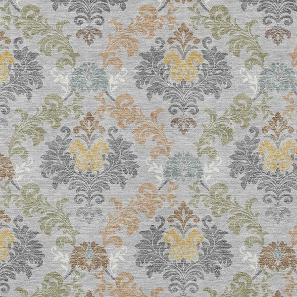 Damask Polyester Area Rug Washable Stain Resistant Slip Indoor Outdoor Patio Decor