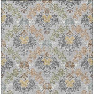 Damask Polyester Area Rug Washable Stain Resistant Slip Indoor Outdoor Patio Decor