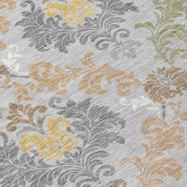 Damask Polyester Area Rug Washable Stain Resistant Slip Indoor Outdoor Patio Decor