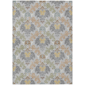 Damask Polyester Area Rug Washable Stain Resistant Slip Indoor Outdoor Patio Decor