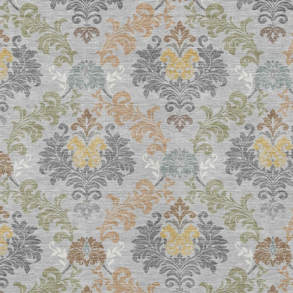 Damask Polyester Area Rug Washable Stain Resistant Slip Indoor Outdoor Patio Decor