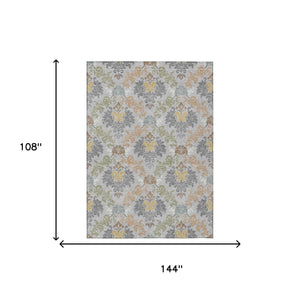 Damask Polyester Area Rug Washable Stain Resistant Slip Indoor Outdoor Patio Decor