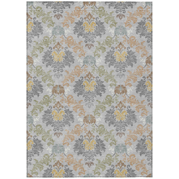 Damask Polyester Area Rug Washable Stain Resistant Slip Indoor Outdoor Patio Decor