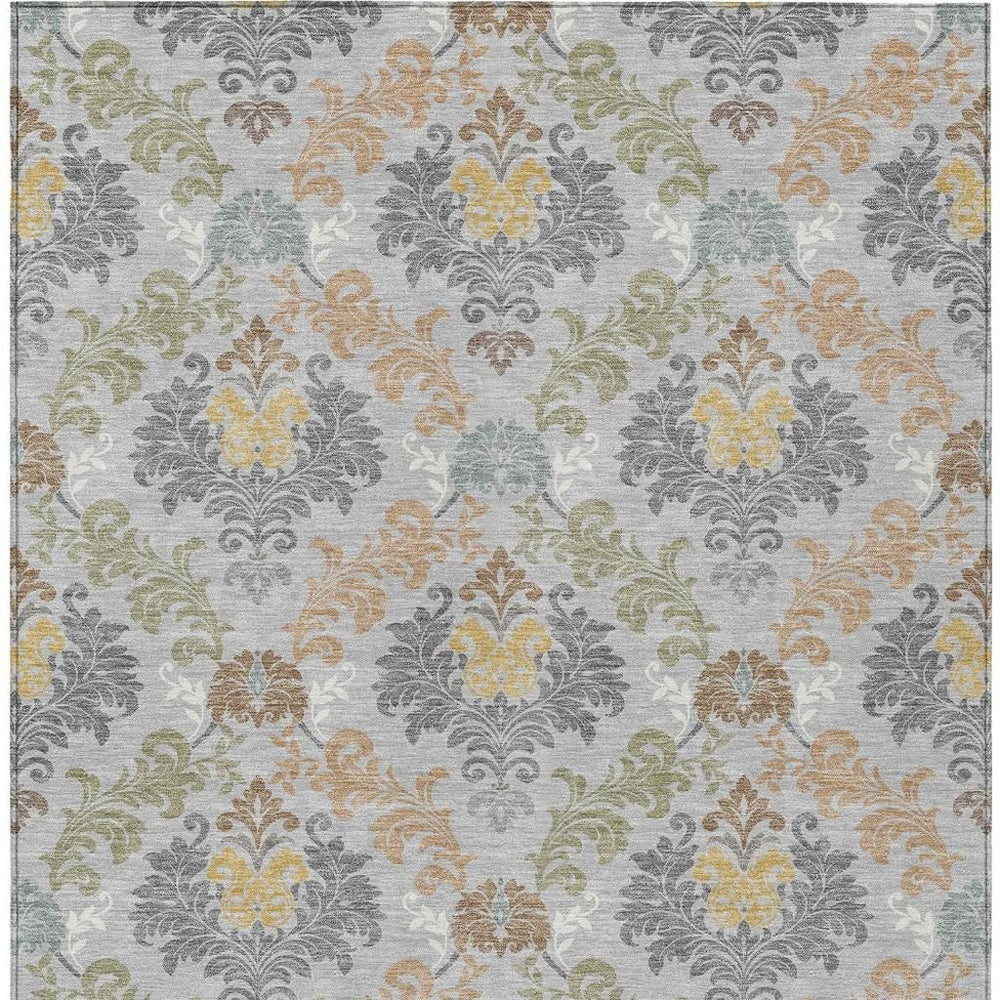 Damask Polyester Area Rug Washable Stain Resistant Slip Indoor Outdoor Patio Decor