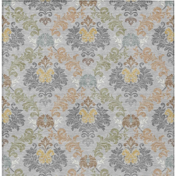 Damask Polyester Area Rug Washable Stain Resistant Slip Indoor Outdoor Patio Decor