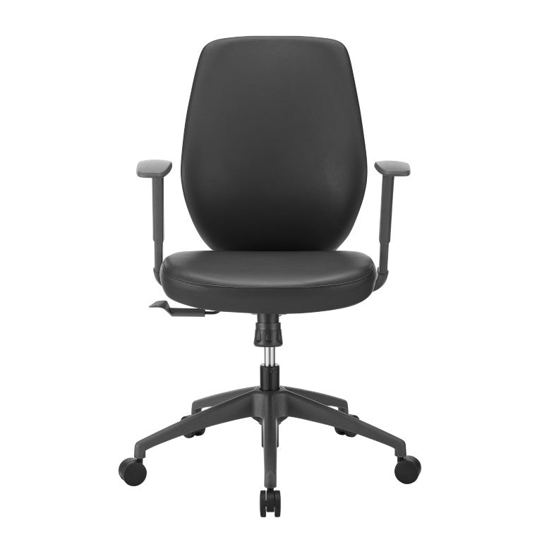EuroStyle Filip Low Back Leatherette Office Chair with Adjustable Arms and Tilt Mechanism Black 73002-BLK