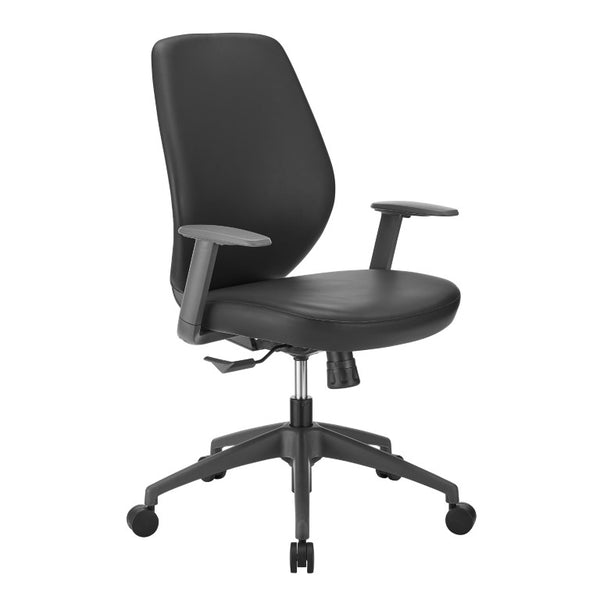 EuroStyle Filip Low Back Leatherette Office Chair with Adjustable Arms and Tilt Mechanism Black 73002-BLK