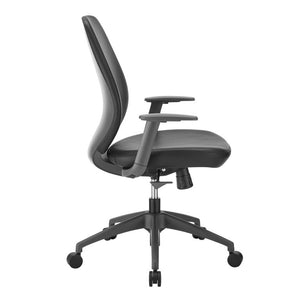 EuroStyle Filip Low Back Leatherette Office Chair with Adjustable Arms and Tilt Mechanism Black 73002-BLK