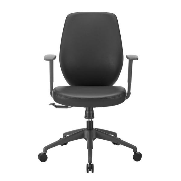 EuroStyle Filip Low Back Leatherette Office Chair with Adjustable Arms and Tilt Mechanism Black 73002-BLK