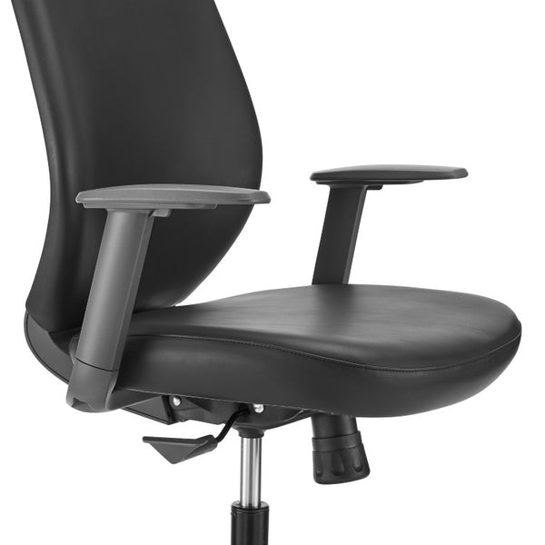 EuroStyle Filip Low Back Leatherette Office Chair with Adjustable Arms and Tilt Mechanism Black 73002-BLK