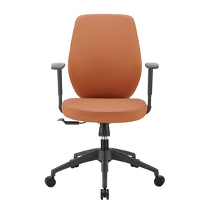 EuroStyle Filip Low Back Leatherette Office Chair with Adjustable Arms and Tilt Mechanism Cognac 73002-COG
