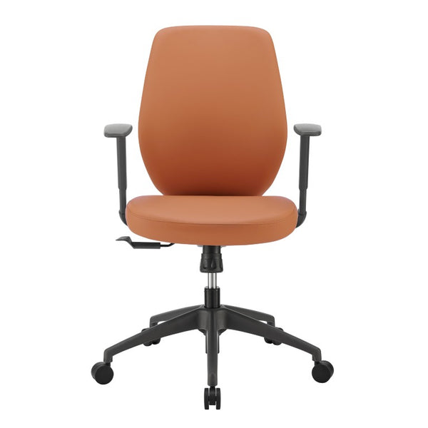 EuroStyle Filip Low Back Leatherette Office Chair with Adjustable Arms and Tilt Mechanism Cognac 73002-COG