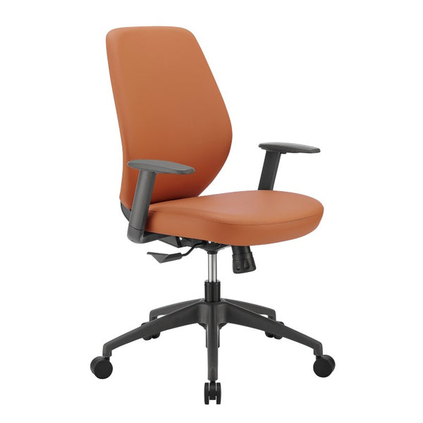 EuroStyle Filip Low Back Leatherette Office Chair with Adjustable Arms and Tilt Mechanism Cognac 73002-COG