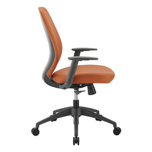 EuroStyle Filip Low Back Leatherette Office Chair with Adjustable Arms and Tilt Mechanism Cognac 73002-COG
