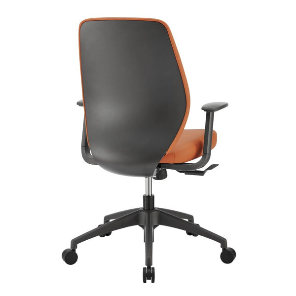 EuroStyle Filip Low Back Leatherette Office Chair with Adjustable Arms and Tilt Mechanism Cognac 73002-COG