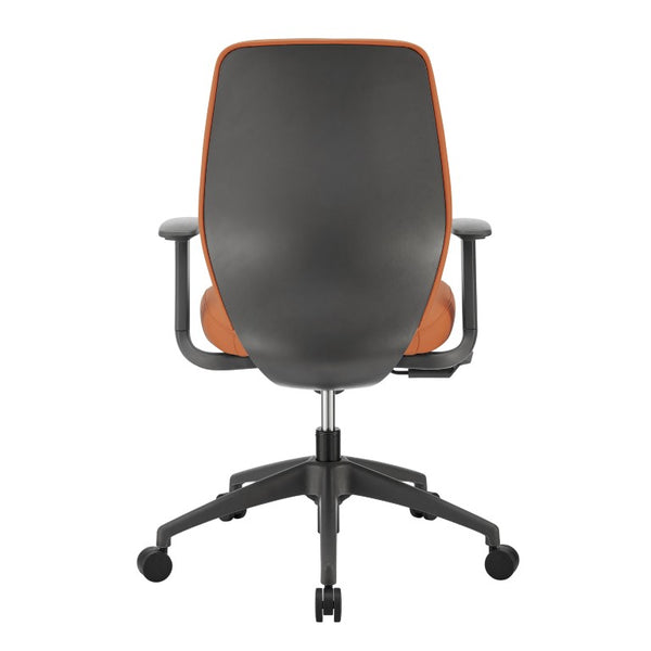 EuroStyle Filip Low Back Leatherette Office Chair with Adjustable Arms and Tilt Mechanism Cognac 73002-COG