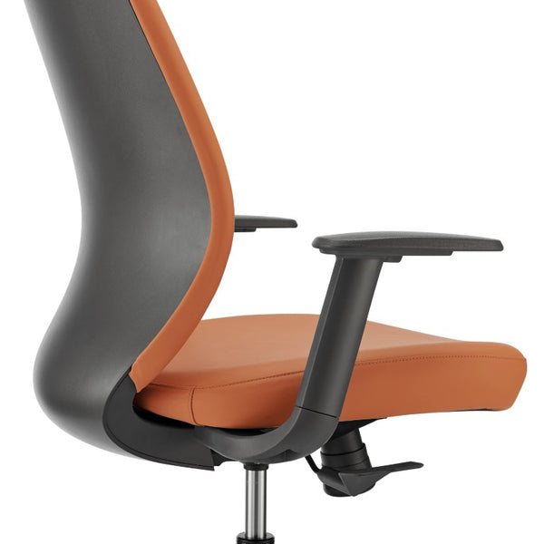 EuroStyle Filip Low Back Leatherette Office Chair with Adjustable Arms and Tilt Mechanism Cognac 73002-COG