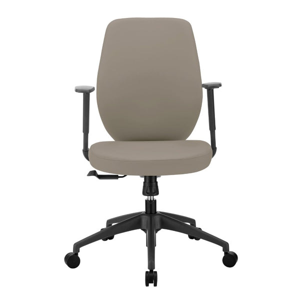 EuroStyle Filip Low Back Leatherette Office Chair with Adjustable Arms and Tilt Mechanism Light Gray 73002-LTGRY