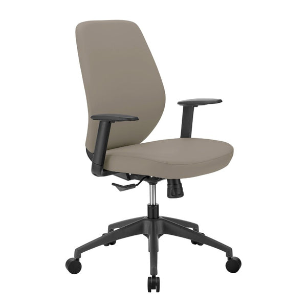 EuroStyle Filip Low Back Leatherette Office Chair with Adjustable Arms and Tilt Mechanism Light Gray 73002-LTGRY