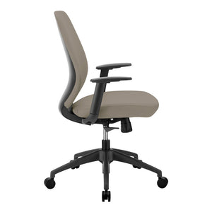 EuroStyle Filip Low Back Leatherette Office Chair with Adjustable Arms and Tilt Mechanism Light Gray 73002-LTGRY